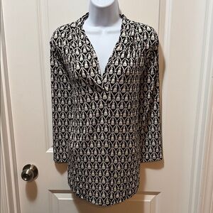 Charter Club Black and White Geometric Blouse